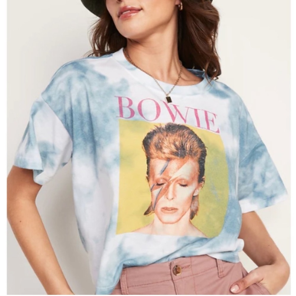 NWT David Bowie Tie Dye Vintage Look Boxy Graphic Tee